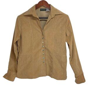 Harvé Benard Corduroy Button-Up Jacket L 97% Cotton 3% Spandex Camel Color
